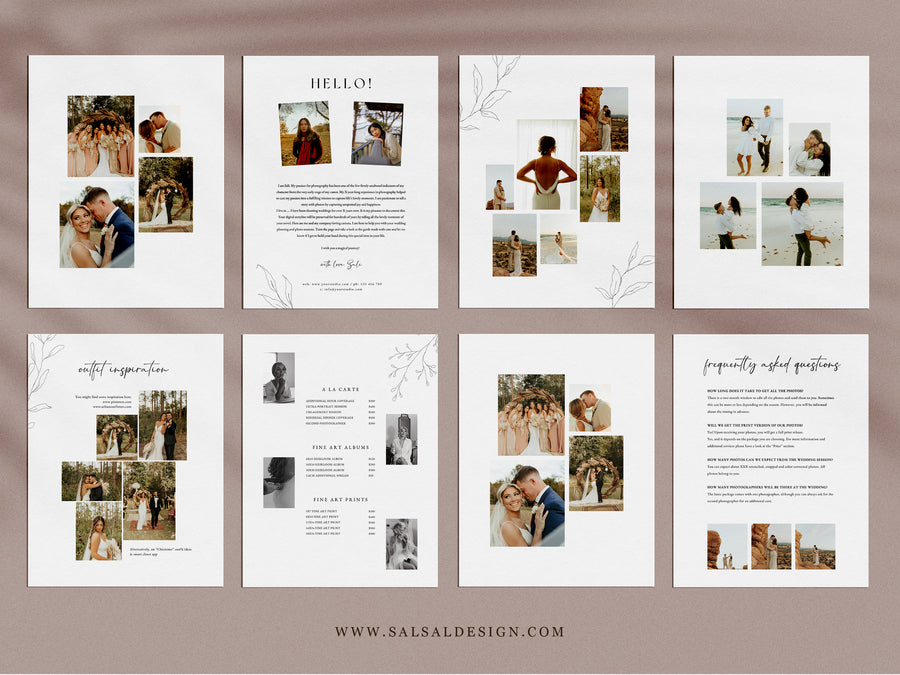 CANVA Wedding Photography Price Guide magazine Template, Pre-written Wedding Welcome Guide Template, PSD Photoshop price list CANVA template - MG061