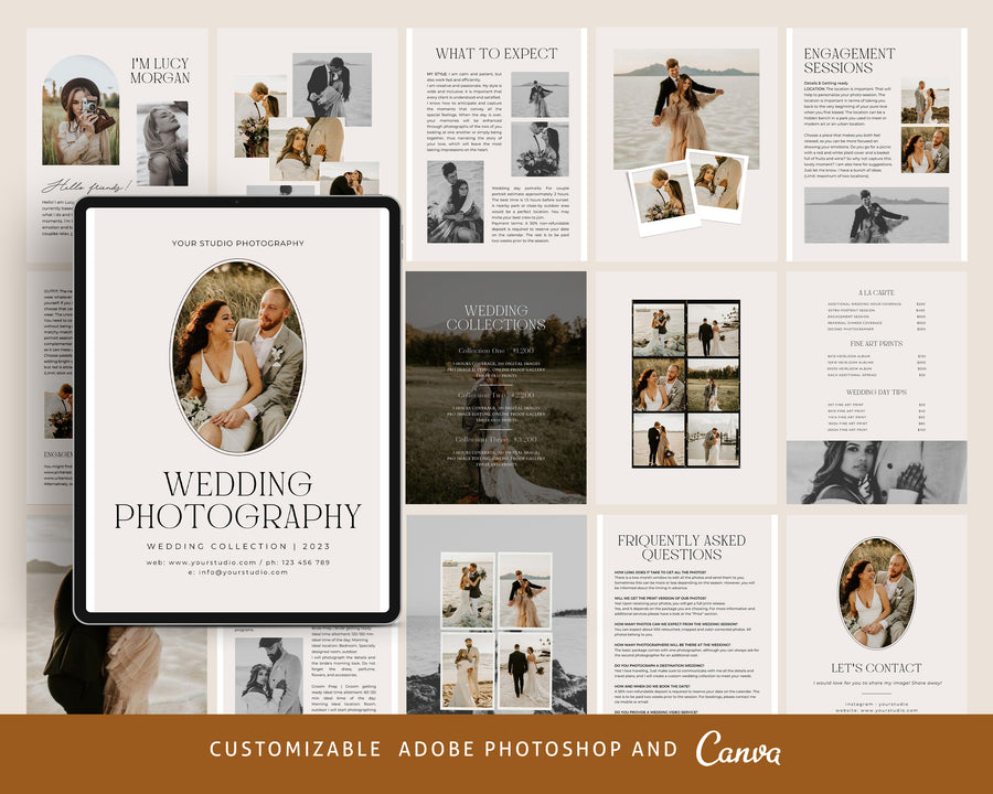 Wedding Magazine Template Canva and Photoshop, Wedding Welcome guide, Wedding Price Guide list, Pricing Brochure, Photographer Client Guide - MG072