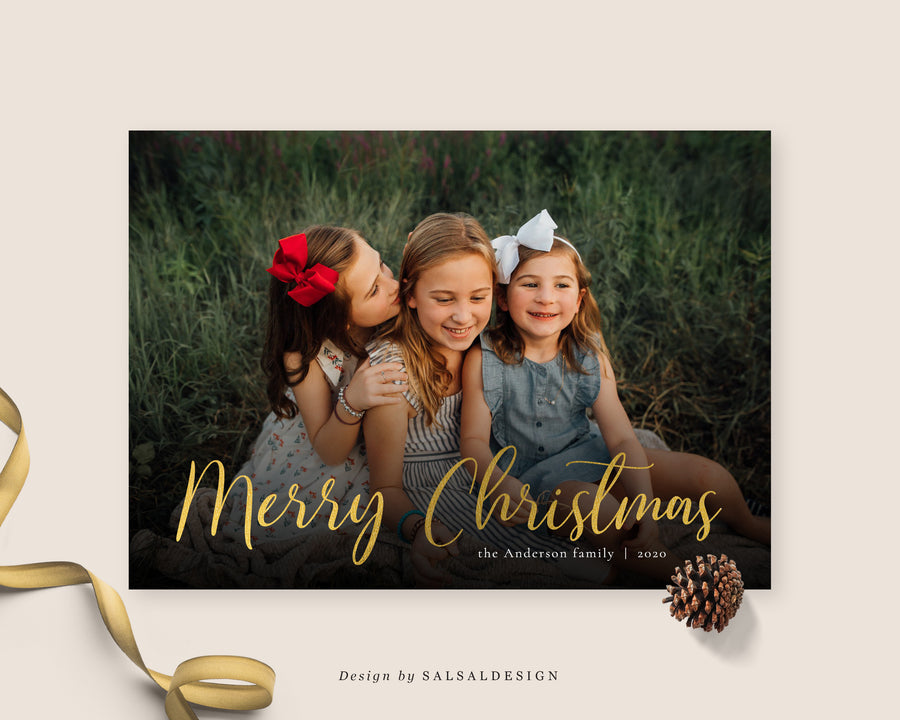 Christmas Card Photoshop Template, Christmas Print Card, Holiday Card Template, Christmas Family Card, Christmas Photo Card - CD295