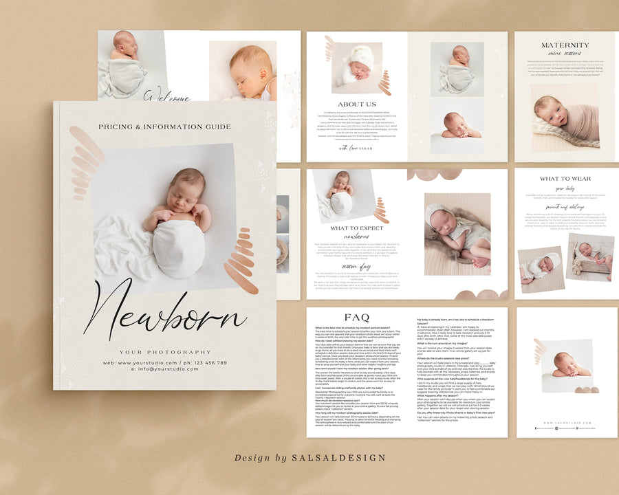 Newborn Photographer Welcome Guide Template, Canva Photography Magazine Template, Newborn Session Prep Guide, Photoshop Marketing What to wear- MG032