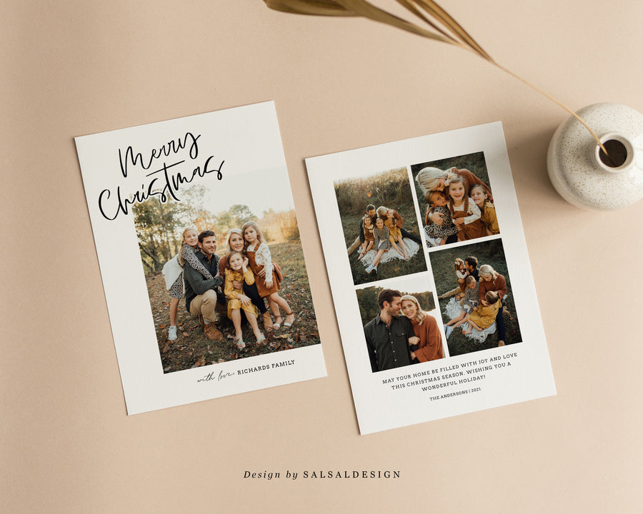 Editable Christmas Canva & Photoshop Card Template, Christmas Editable Card, Christmas Printable Card, Christmas Editable Photo Card - CD316