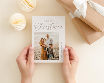 Family Merry Christmas Card Template, Printable Christmas Photo Card Canva Template, 5x7 Holiday Photo Card, Photoshop Holiday Card Template - CD496