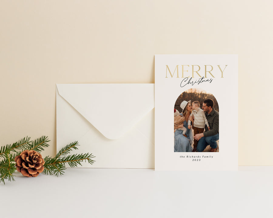 Gold Merry Christmas Card Template - CD485