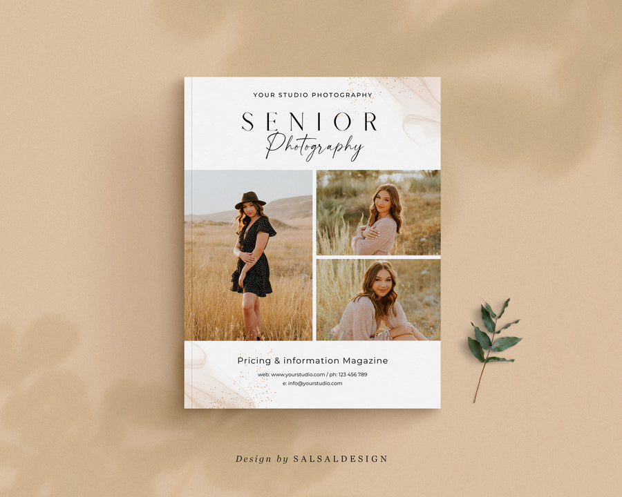 CANVA Senior Photography style Guide magazine Template, Graduation Photography Welcome Guide Template, Photoshop price list CANVA template - MG031