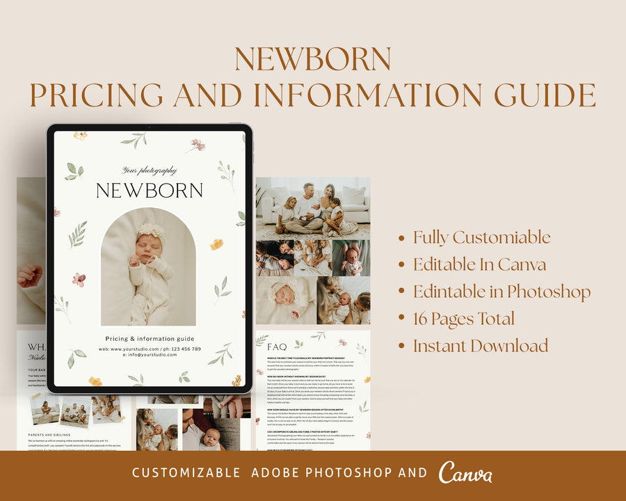 Newborn Photographer Welcome Guide and Magazine Template - MG078