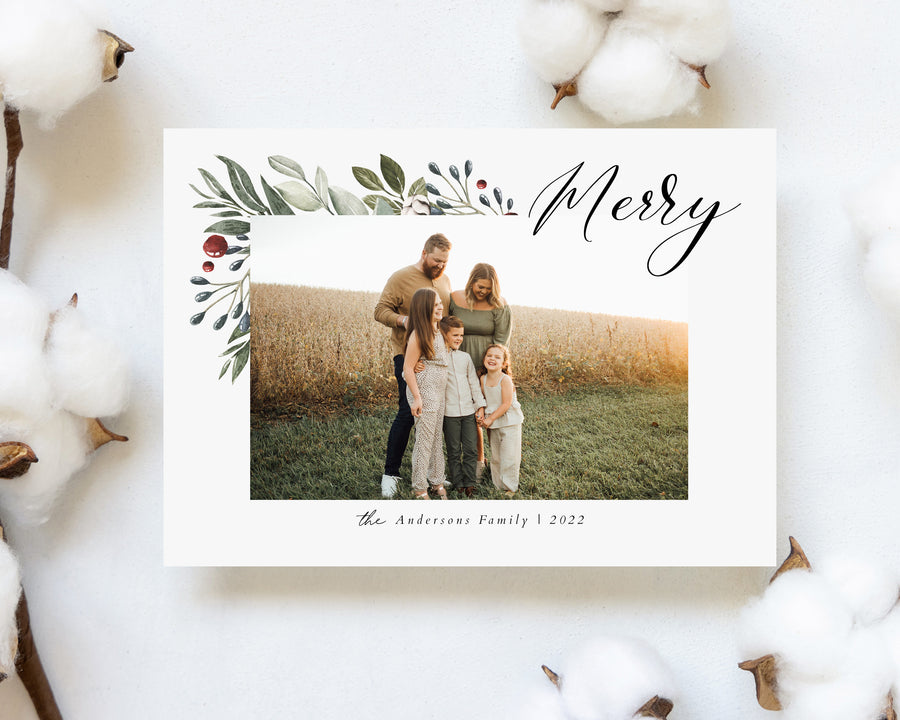 Christmas Card Template, Photoshop & Canva Template, Editable Holiday Card Template,Greeting Card, Christmas Photo Card, Merry Christmas - CD458