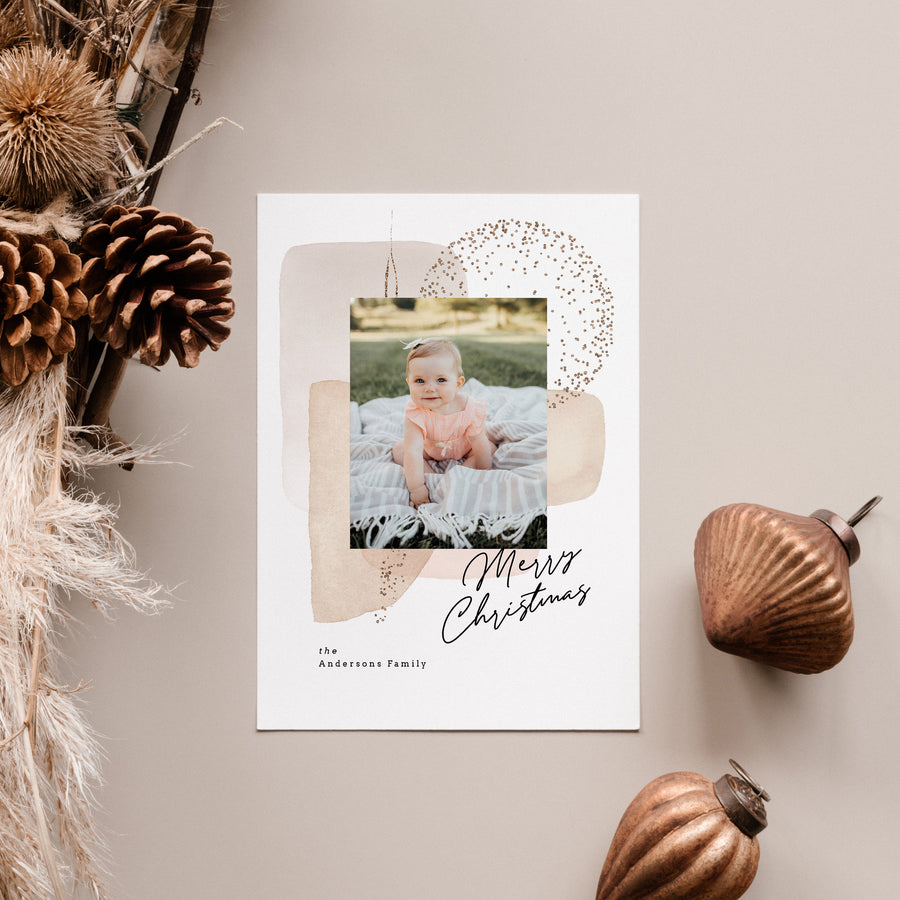 Canva & Photoshop Card Template, Holiday Card Template, Christmas Family Card, Christmas Photo Card, Canva Template - Foil Background - CD219