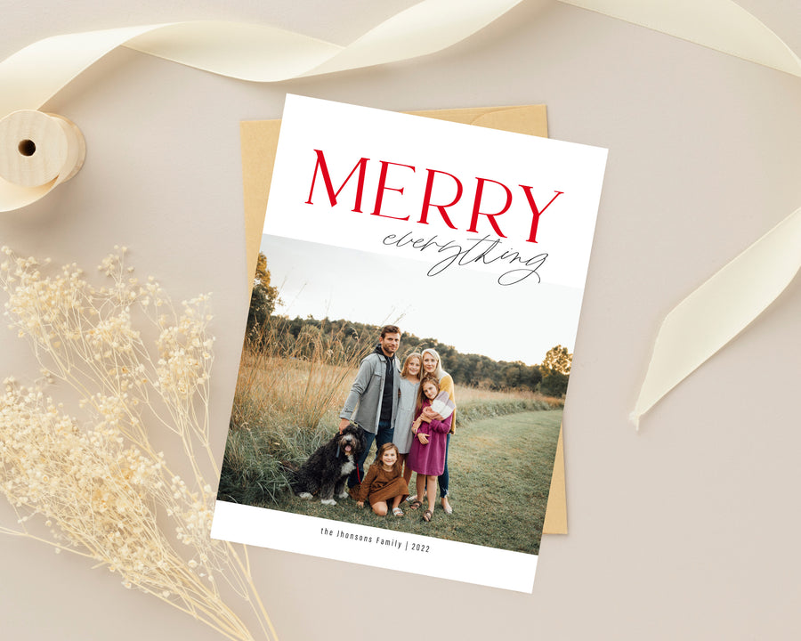 Christmas Card Template, Photoshop & Canva Template, Editable Holiday Card Template,Greeting Card, Christmas Photo Card, Merry Christmas - CD449