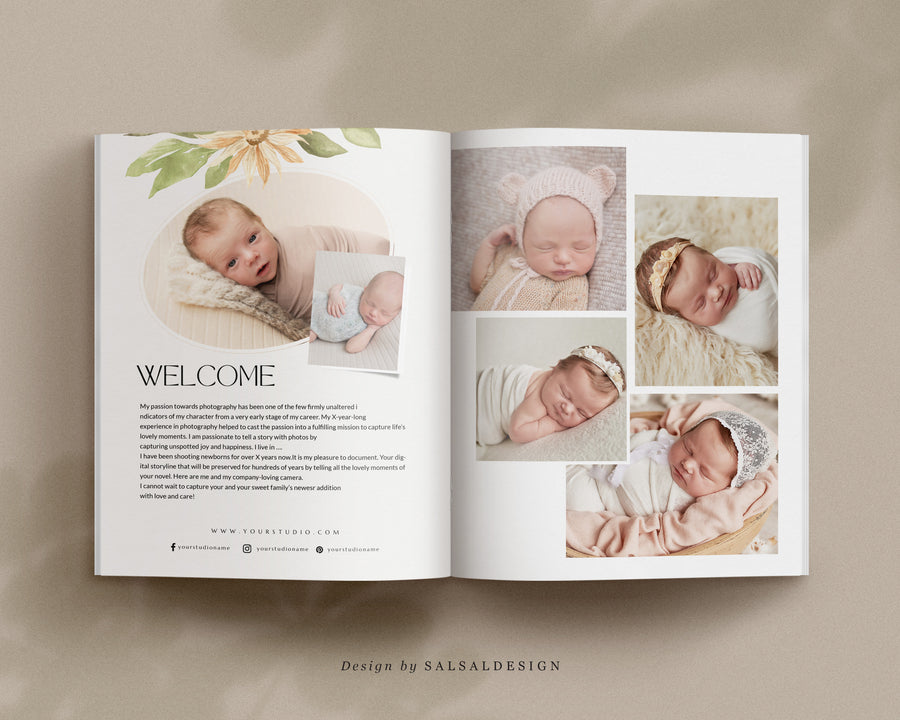 CANVA Newborn Photography style Guide magazine Template, Pre-written Newborn Welcome Guide Template, PSD Photoshop price list CANVA template - MG038