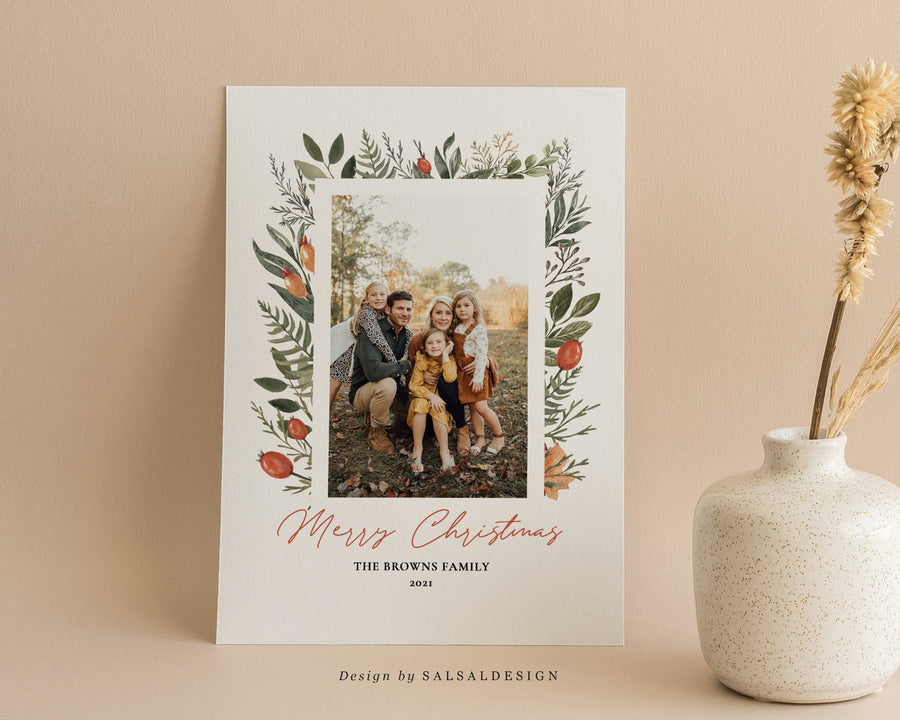 Editable Christmas Canva & Photoshop Card Template, Christmas Editable Card, Christmas Printable Card, Christmas Editable Photo Card - CD343