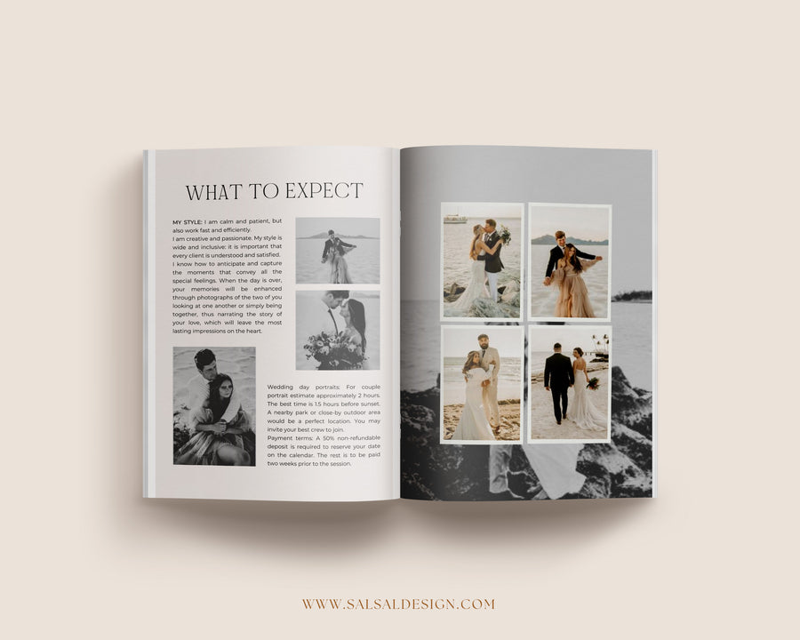 Wedding Magazine Template Canva and Photoshop, Wedding Welcome guide, Wedding Price Guide list, Pricing Brochure, Photographer Client Guide - MG072