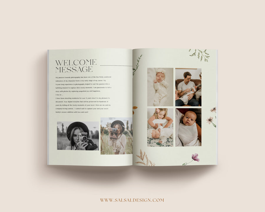 CANVA Newborn Photography style Guide magazine Template, Pre-written Newborn Welcome Guide Template, PSD Photoshop price list CANVA template - MG069
