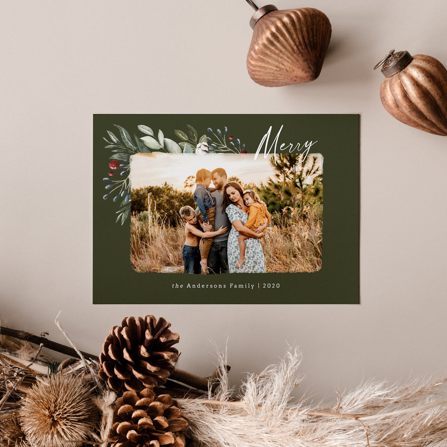 Christmas Card Photoshop Template, Holiday Card Canva Template, Christmas Family Card, Christmas Photo Card - oh so merry - CD210