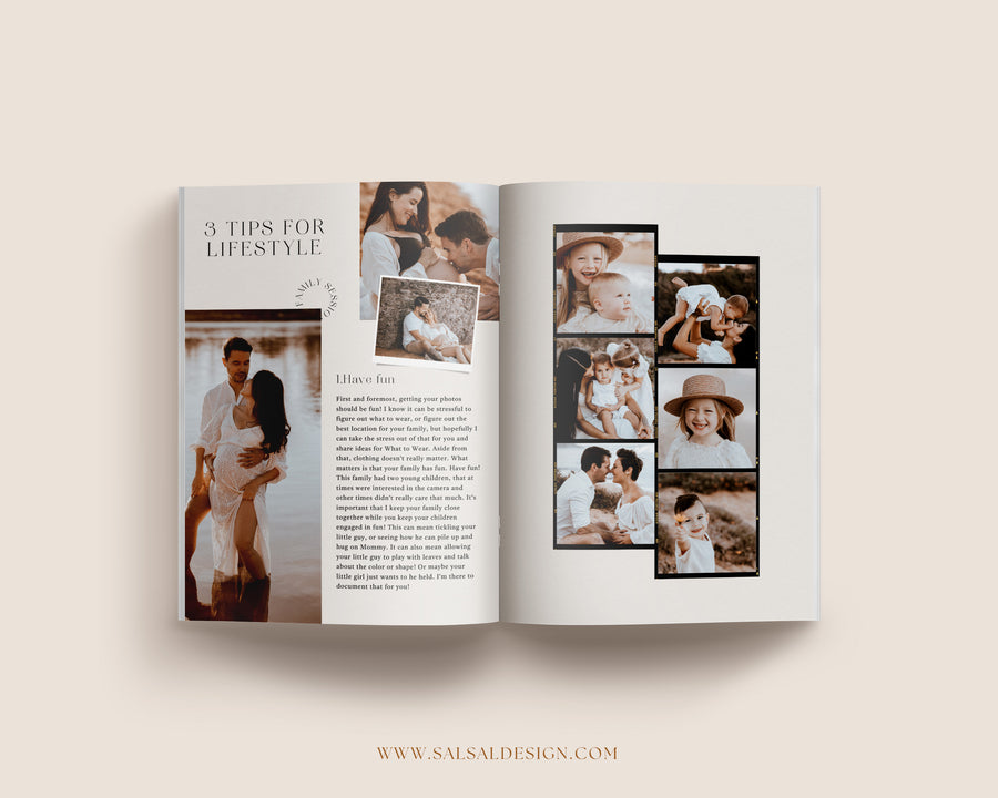 CANVA Family Photography style Guide magazine Template, Pre-written Family Session Welcome Guide Template, Photoshop price list CANVA template - MG051