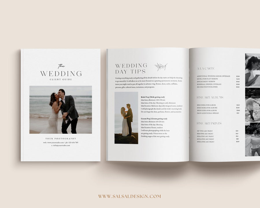 Photography Wedding Magazine Template, Photoshop Canva Template, Wedding Price Guide Brochure, Photographer Client Guide, Price List Template - MG075