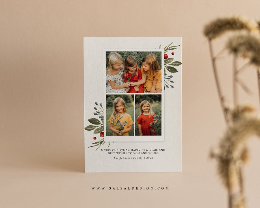 Christmas Card Template, Photoshop & Canva Template, Editable Holiday Card Template,Greeting Card, Christmas Photo Card, Merry Christmas - CD459