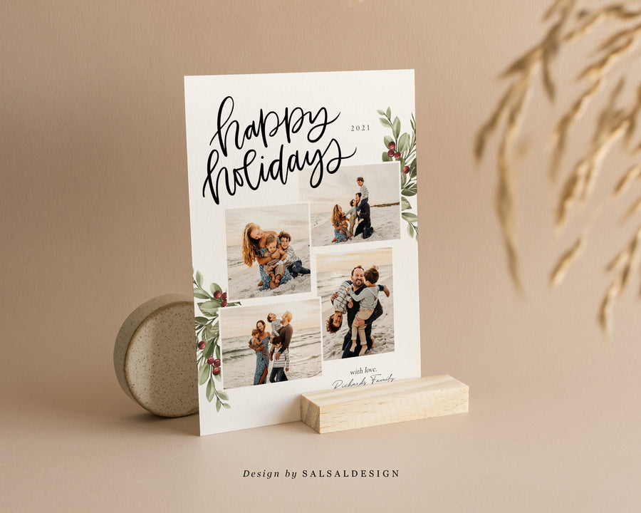 Editable Christmas Canva & Photoshop Card Template, Christmas Editable Card, Christmas Printable Card, Christmas Editable Photo Card - CD318