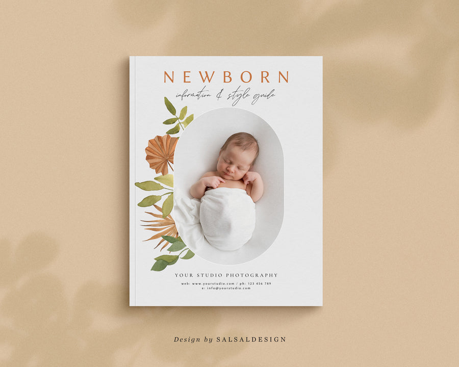 CANVA Newborn Photography style Guide magazine Template, Pre-written Newborn Welcome Guide Template, PSD Photoshop price list CANVA template - MG035