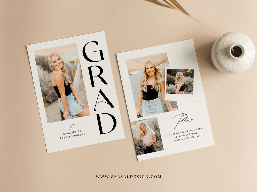 Graduation Announcement and Invitation Card Template - G443