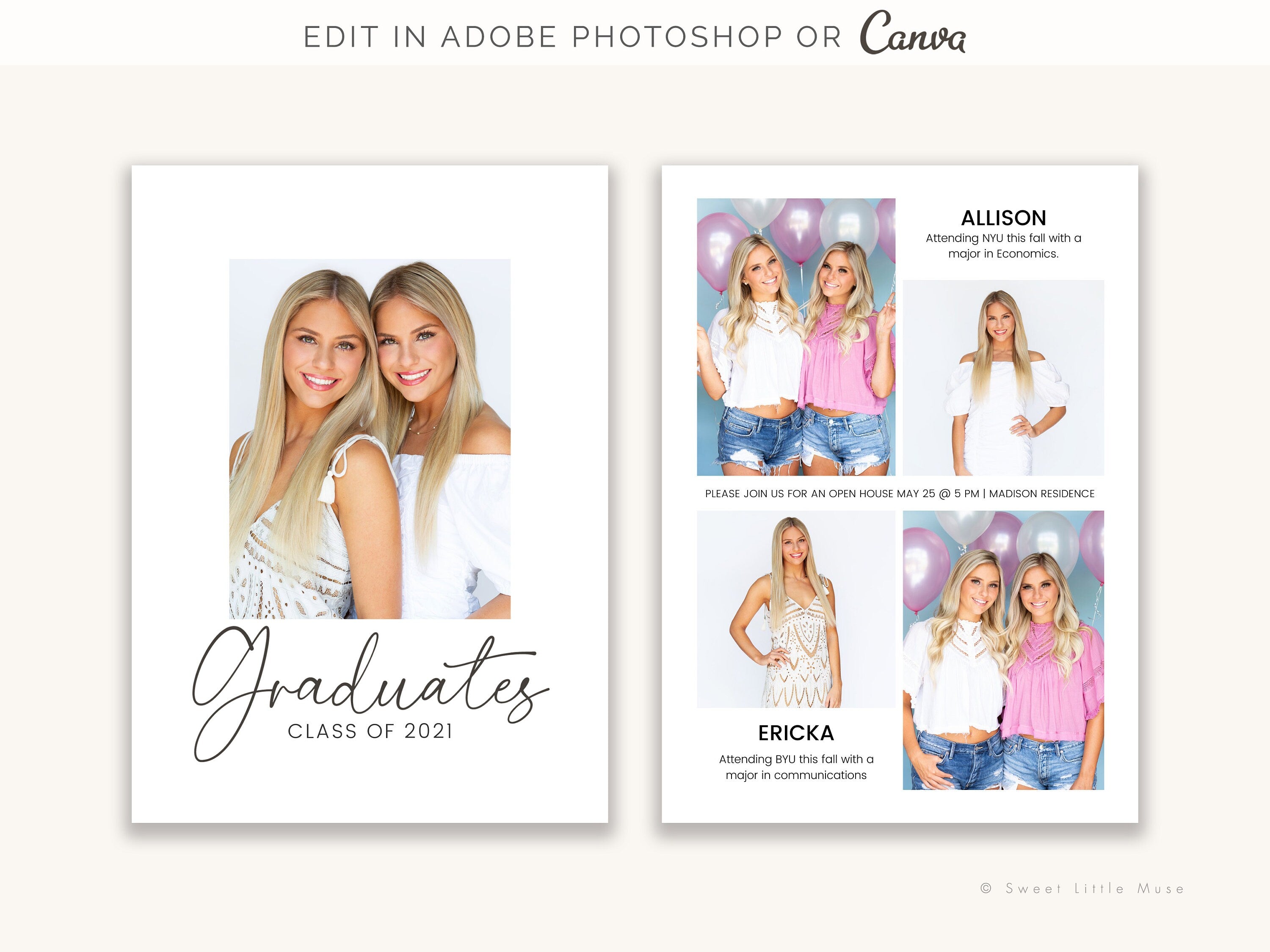 Twin Senior Graduation Card template for Photoshop and Canva - SLM55 Birdesign Twin Senior Graduation Card template for Photoshop and Canva - SLM55 Birdesign