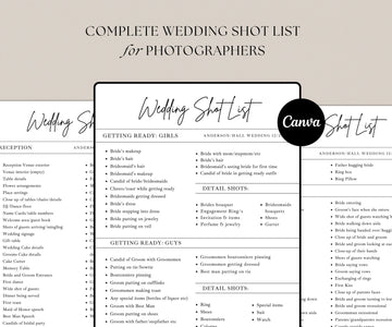 Wedding Photographer Shot List for Canva - SLM78