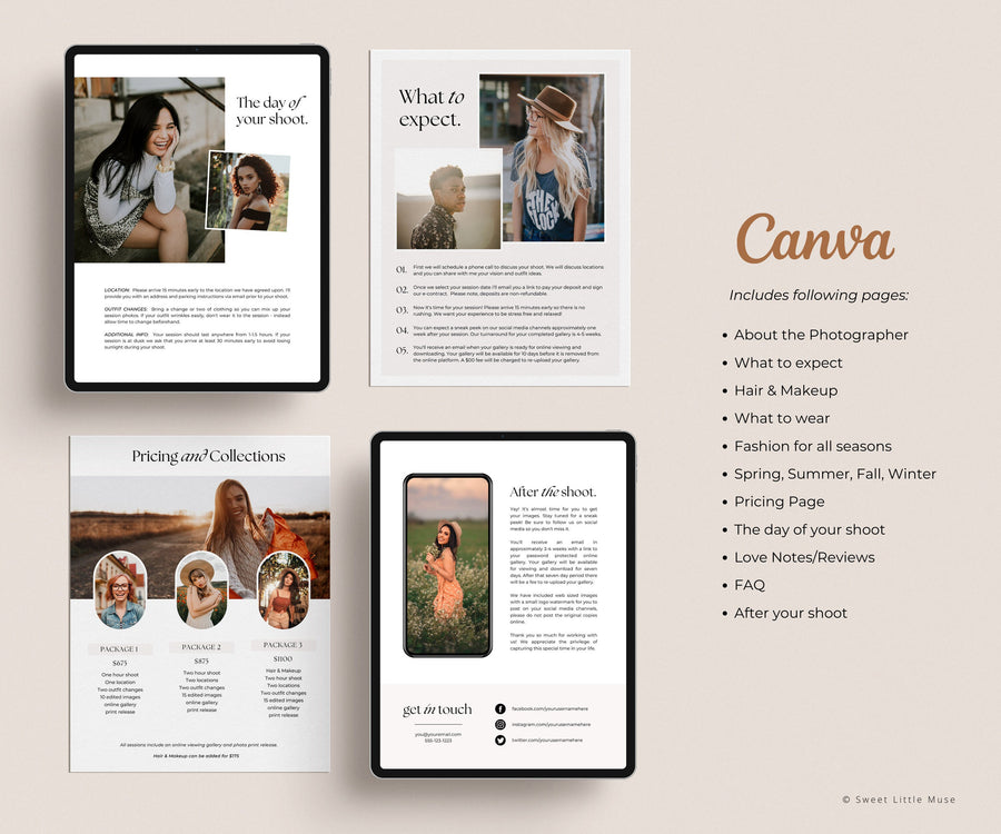 Senior Photography Style Guide Template for Canva - SLM72