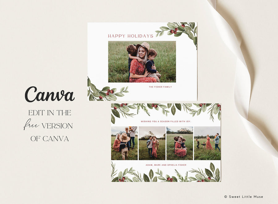 Customizable Christmas Card Template for Canva - SLM20