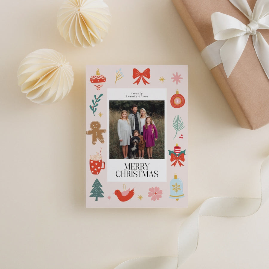 Merry Christmas Card Template 5x7, Printable photo card template,Customizable Canva Template, Photoshop Happy Holiday card,Family photo card - CD475