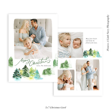 Christmas Photocard Template | Snowy Trees