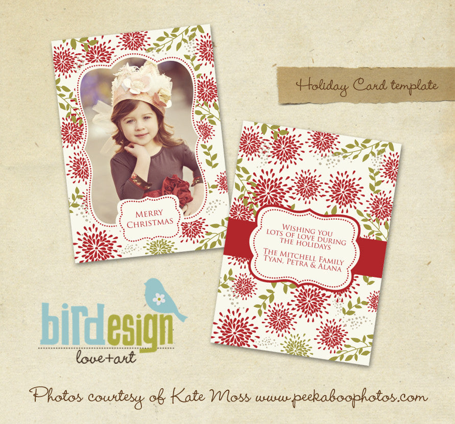 Holiday Photocard | Sweet Flowers portrait