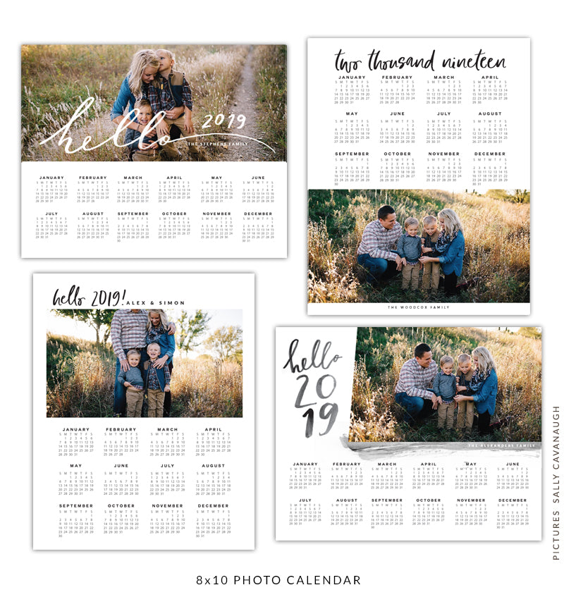 8x10 2019 Calendars Template Set Timeless Birdesign