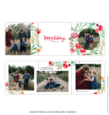 Holiday accordion card 5x5 | Happy florals