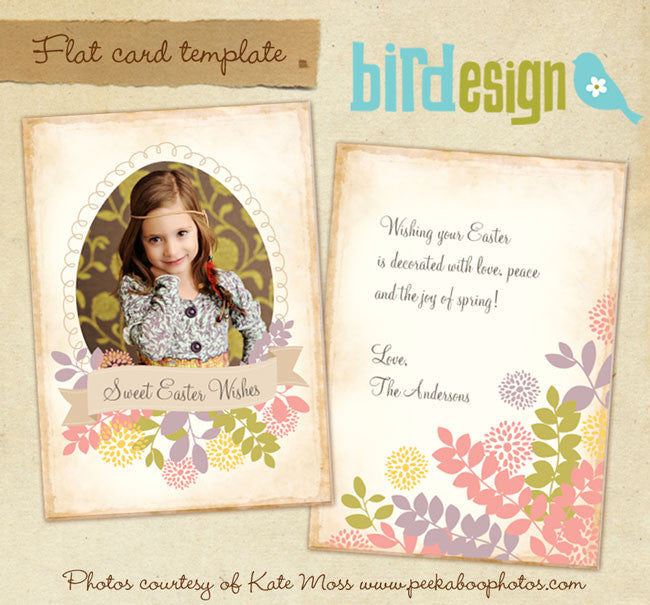 Easter photo card | Floral easter