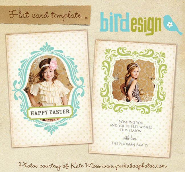Easter photo card template, templates for photographers
