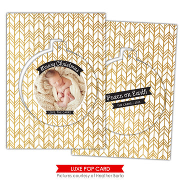 Christmas Luxe Pop Card Template | Gold arrows