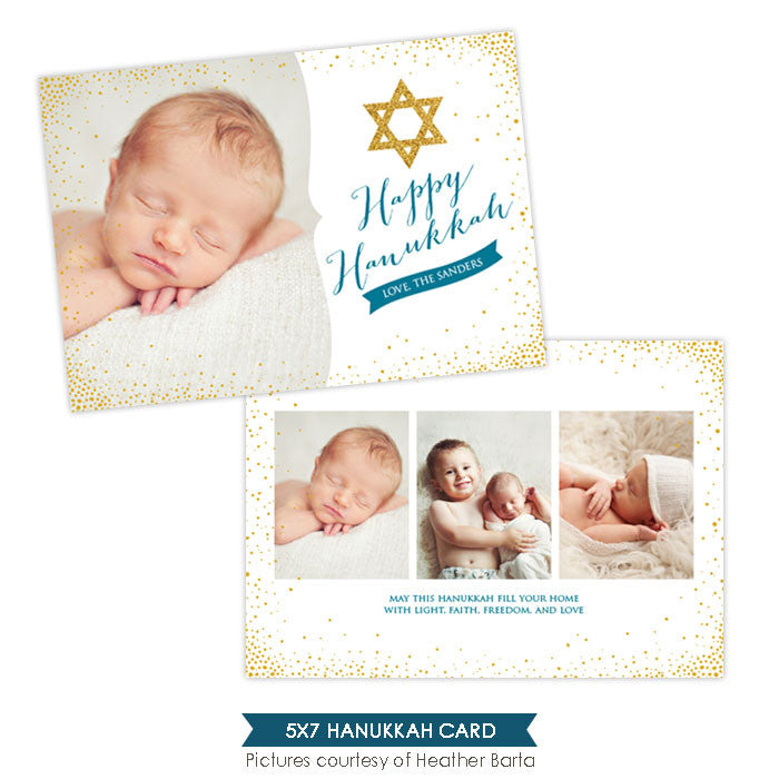Hanukkah Photocard Template | Star and lights - e961