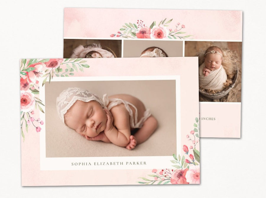 Birth Announcement Girl Newborn - 5x7 Card - os59