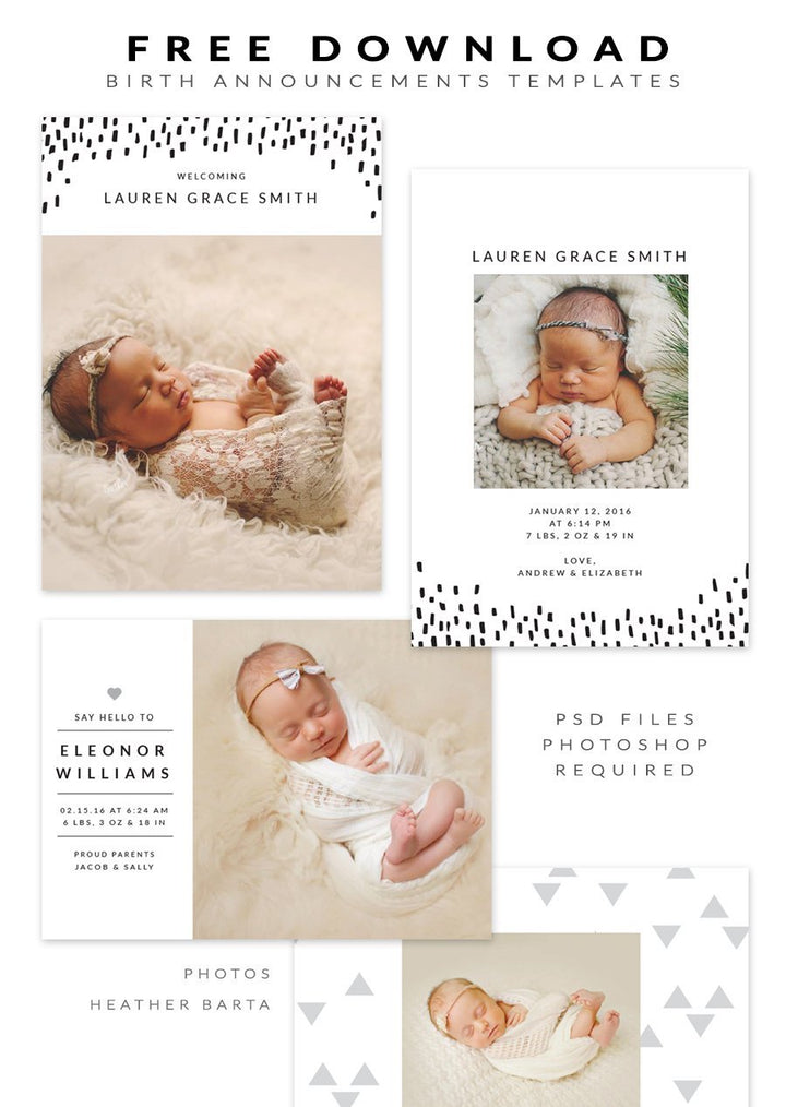 FREE Birth Announcements templates - January freebie