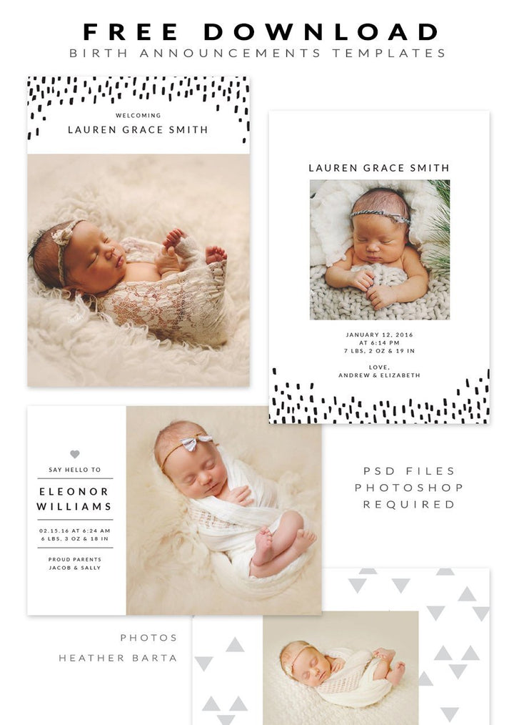FREE Birth Announcements templates - January freebie – Birdesign free-birth-announcements-templates-january-freebie-birdesign