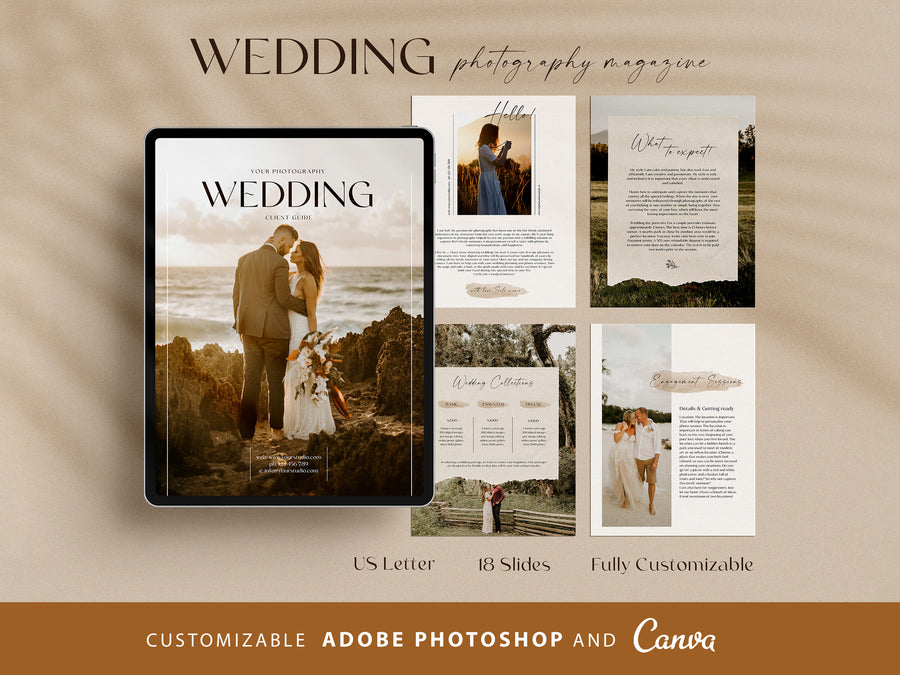 CANVA Wedding Photography Price Guide magazine Template, Pre-written Wedding Welcome Guide Template, PSD Photoshop price list CANVA template - MG062