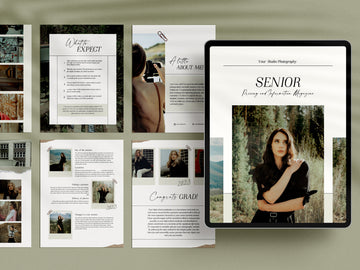 CANVA Senior Photography style Guide magazine Template, Graduation Photography Welcome Guide Template, Photoshop price list CANVA template - MG058