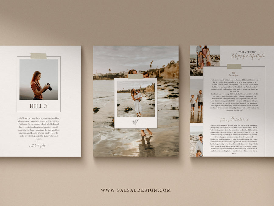 CANVA Family Photography style Guide magazine Template, Pre-written Family Session Welcome Guide Template, Photoshop price list CANVA template - MG067