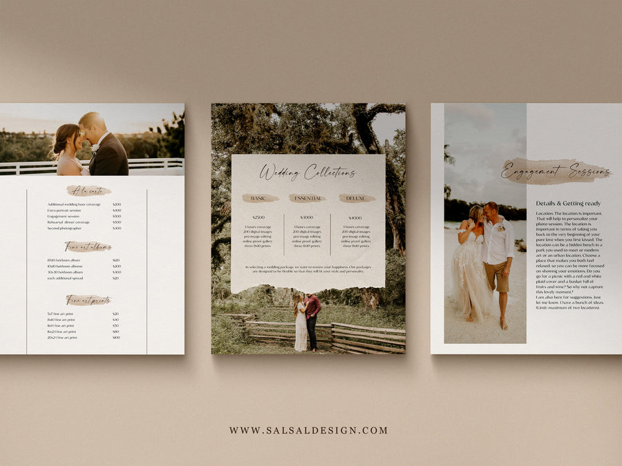 CANVA Wedding Photography Price Guide magazine Template, Pre-written Wedding Welcome Guide Template, PSD Photoshop price list CANVA template - MG062