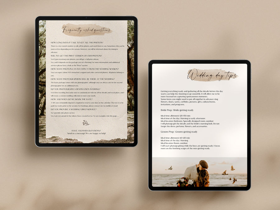 CANVA Wedding Photography Price Guide magazine Template, Pre-written Wedding Welcome Guide Template, PSD Photoshop price list CANVA template - MG062