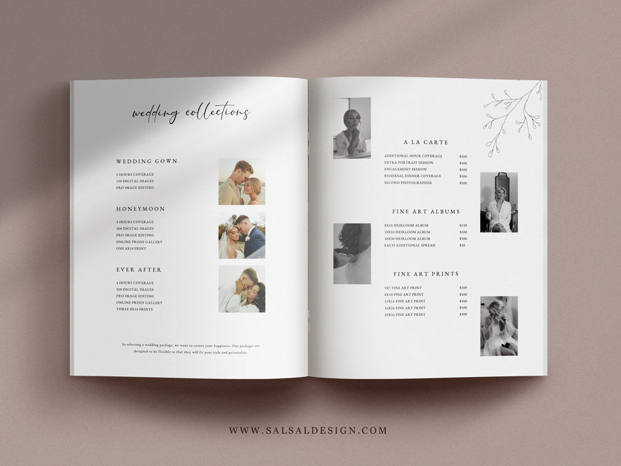 CANVA Wedding Photography Price Guide magazine Template, Pre-written Wedding Welcome Guide Template, PSD Photoshop price list CANVA template - MG061