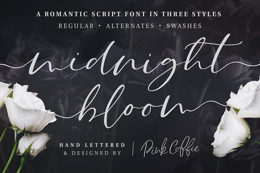 Midnight Bloom Script +18 Premade Logos