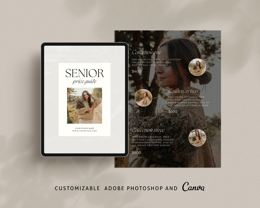Senior Photography Pricing Guide Template - PG115