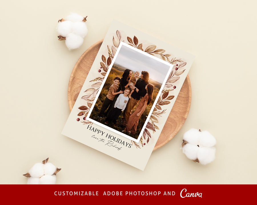 Christmas Card Template, Photoshop & Canva Template, Editable Holiday Card Template,Greeting Card, Christmas Photo Card, Merry Christmas - CD462