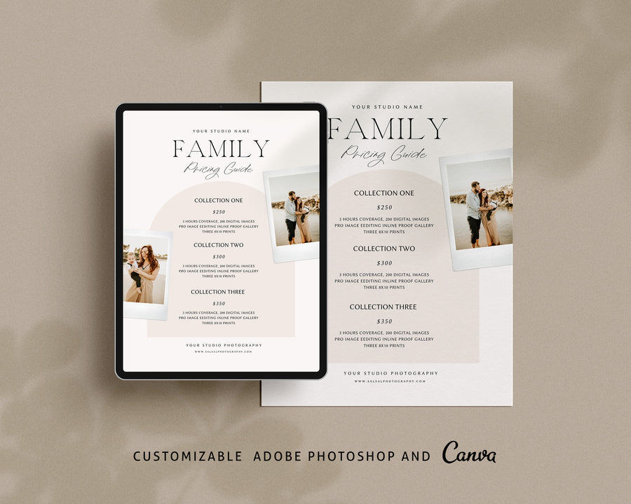 Family Photography Pricing Guide Template - PG103