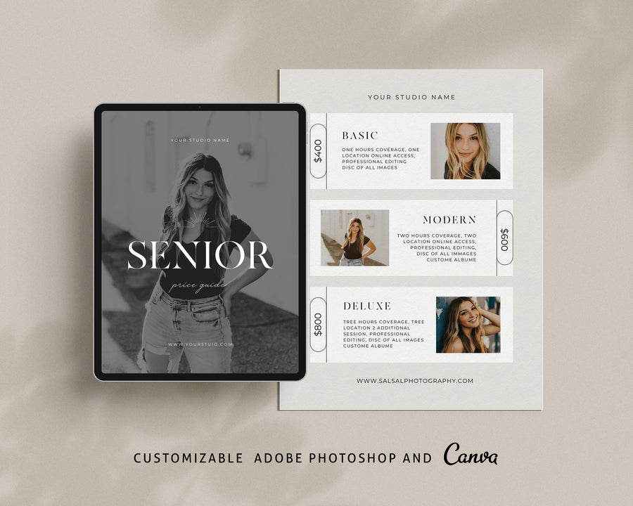 Senior Photography Pricing Guide Template - PG114